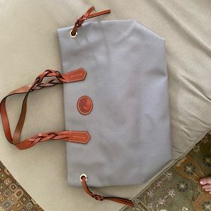 Dooney & Bourke Grey Nylon Shoulder Bag with Brown Leather Trim.